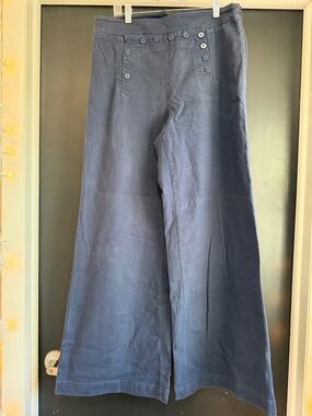 Anthropologie Navy Wide-Leg Sailor Trousers